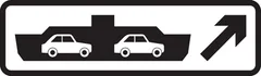 Junction ahead leading to a car ferry — UK road sign