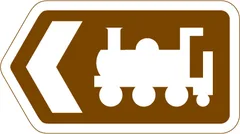 Direction to tourist attraction indicated by a symbol — UK road sign