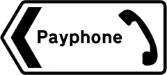 Direction to a public telephone — UK road sign