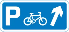 Junction ahead leading to a parking place for pedal cycles — UK road sign