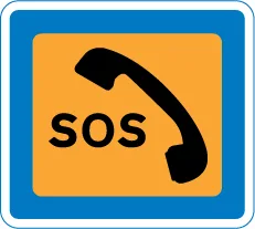 Emergency telephone ahead — UK road sign