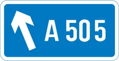 Number of route reached from a motorway exit road — UK road sign