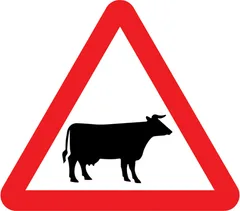 Cattle likely to be in road ahead — UK road sign