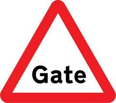Gate warning sign — UK road sign