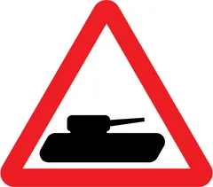 Slow moving military vehicles likely to be crossing or in the road — UK road sign
