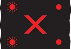 Light signal conveying the prohibition that vehicular traffic may not use the lane below the sign (gantry-mounted) — UK road sign
