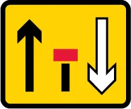 Centre lane of a three lane single carriageway road closed — UK road sign