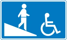 Ramped entrance to pedestrian subway — UK road sign