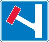 No through road for vehicular traffic in direction indicated from junction ahead — UK road sign