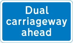 Section of dual carriageway road begins ahead — UK road sign