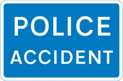 Example of UK information signs: Accident ahead and consequent need to proceed with caution