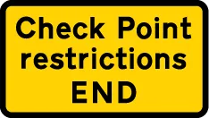 End of vehicle check point area — UK road sign
