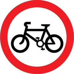 Riding of pedal cycles prohibited — UK road sign