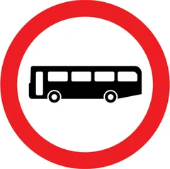 Example of UK bus and tram signs: Buses prohibited