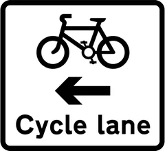 Cycle lane on road at junction ahead or cycle track crossing road — UK road sign