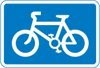 Route recommended for pedal cycles on the main carriageway of a road — UK road sign